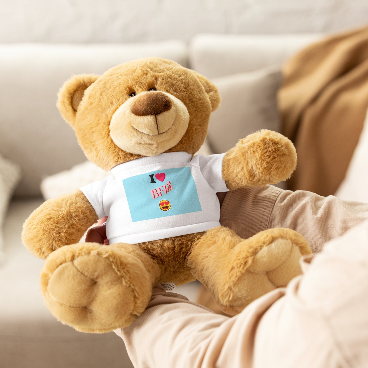 Soft Teddy Bear with T-Shirt - Cuddly Coffee Lover Gift